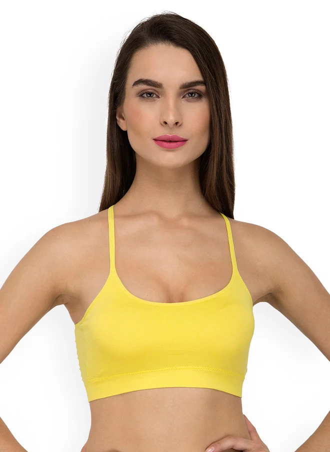 ليس اند مي  Laceandme Women Yellow Solid Sports Bra 4201